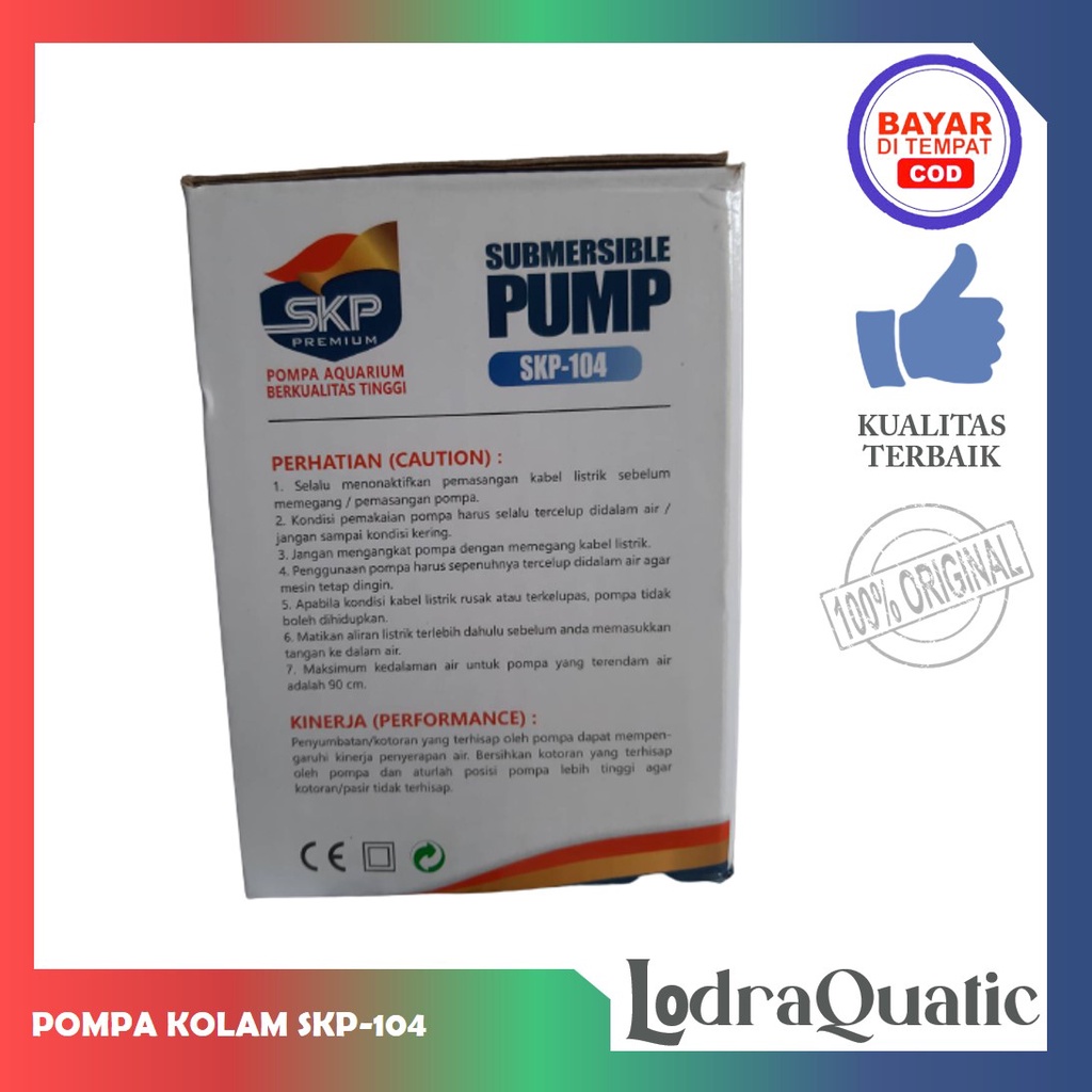 PROMO MURAH POMPA KOLAM BODY KECIL SKP 104 POMPA KOLAM IKAN SKP 104 NAIK 2,3 METER POMPA 2300 LITER PER JAM POMPA AIR HIDROPONIK POMPA KOLAM POMPA AQUARIUM FILTER AQUARIUM FILTER KOLAM IKAN KOI FILTER POMPA AIR LAUT MARINE