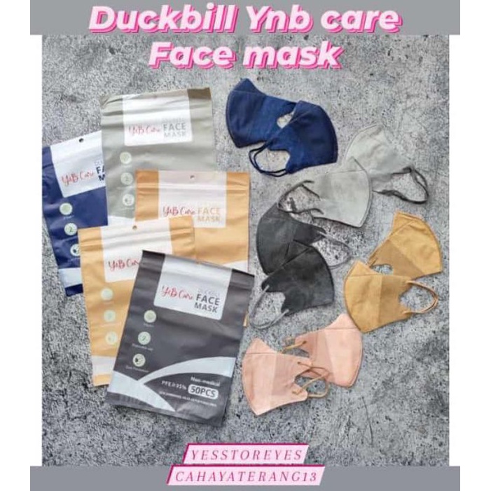 Ready isi 50 masker duckbill garis alkindo (box alkindo/face mask/ ynb) krem pink hijau dongker