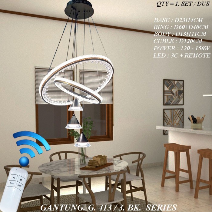 Lampu Gantung Hias Minimalis LED G 413/ 3