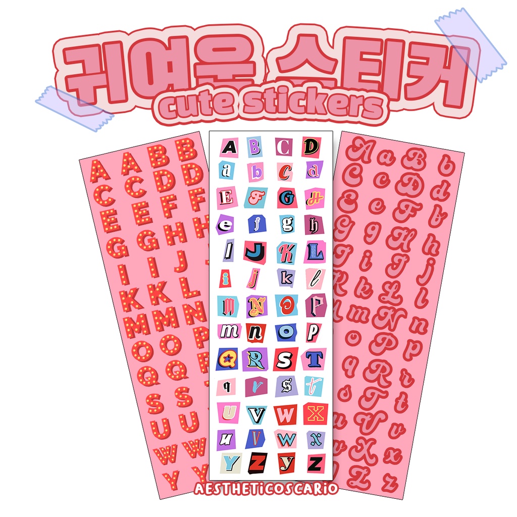 

stiker huruf aesthetic [pink edition] ransom, cherrybomb,& pink arcade