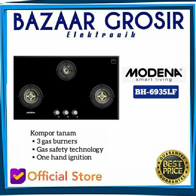 Modena Kompor Tanam 3 Tungku Bh 6935 Lf / Bh6935Lf / 6935Lf 90 Cm Rereeegrosirr