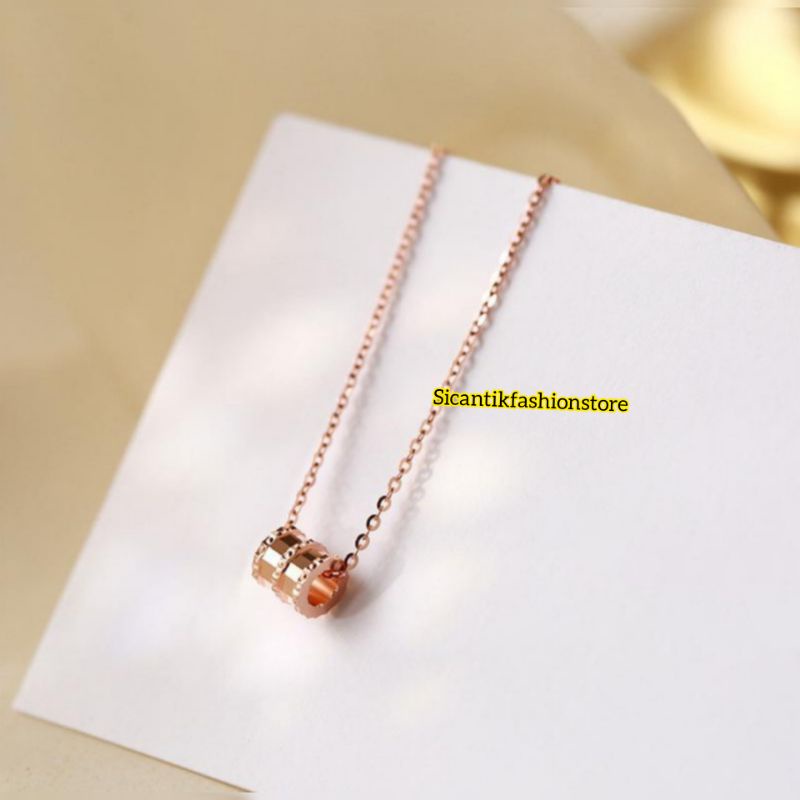 Kalung Titanium Liontin Model Ring Anti Karat selamanya Kalung Wanita Liontin Ring Silver Fashion Wanita Kekinian