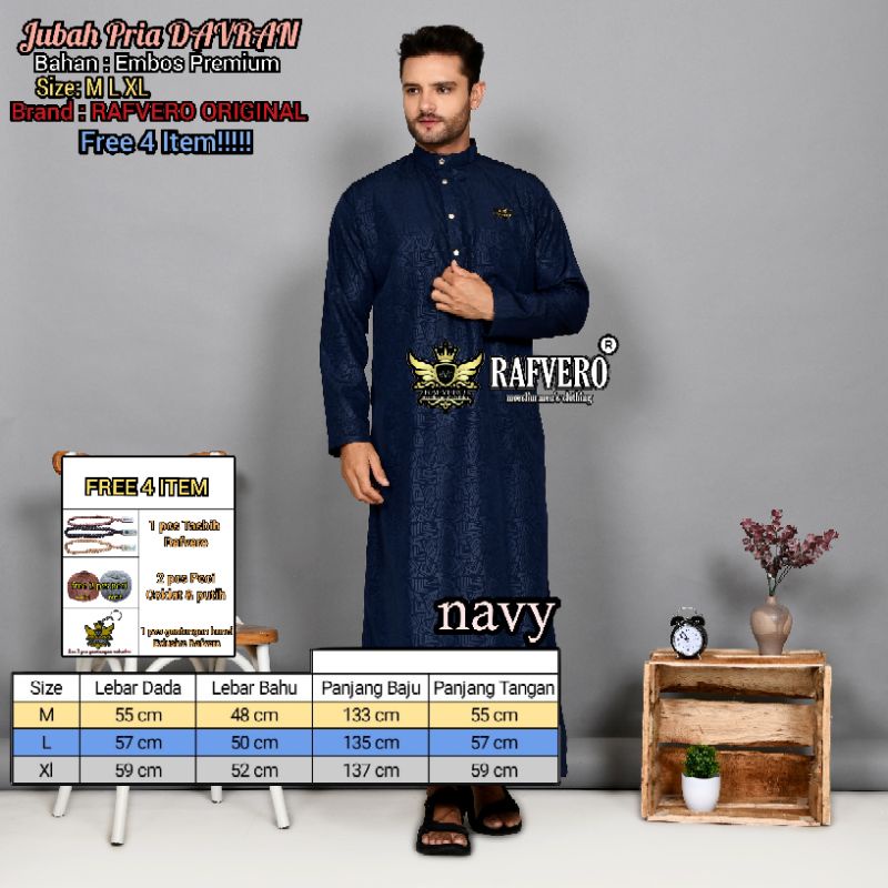 Jubah Pria DAVRAN ORIGINAL RAFVERO - Jubah Pria Terbaru - Jubah Pria Embos