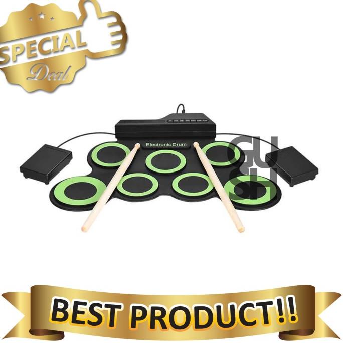 Alat Musik Drum Elektrik - Electronic Digital Drum Kit 7 Pads Roll Up