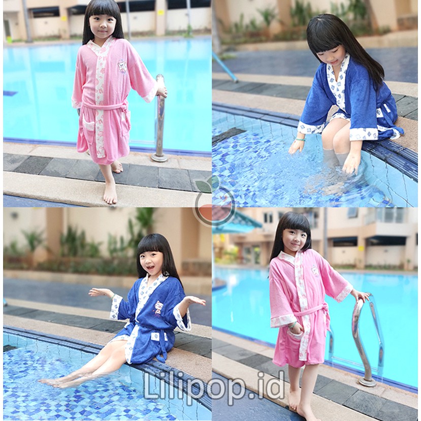 Kimono Handuk Anak Perempuan dan Laki laki Baju Handuk Anak Mandi Renang Karakter Lilipop