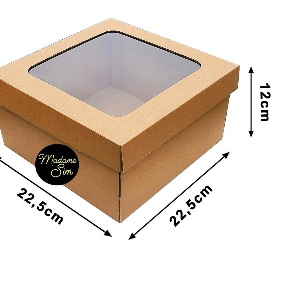 

TERLARIS!!! KOTAK KUE - CAKE BOX 22 x 22 x 12 CM - COKLAT + JENDELA (ISI 10 PCS)