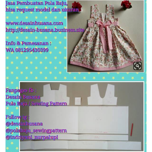 POLA PRODUKSI DRESS ANAK 031 [ Pola Baju Sewing Pattern ]