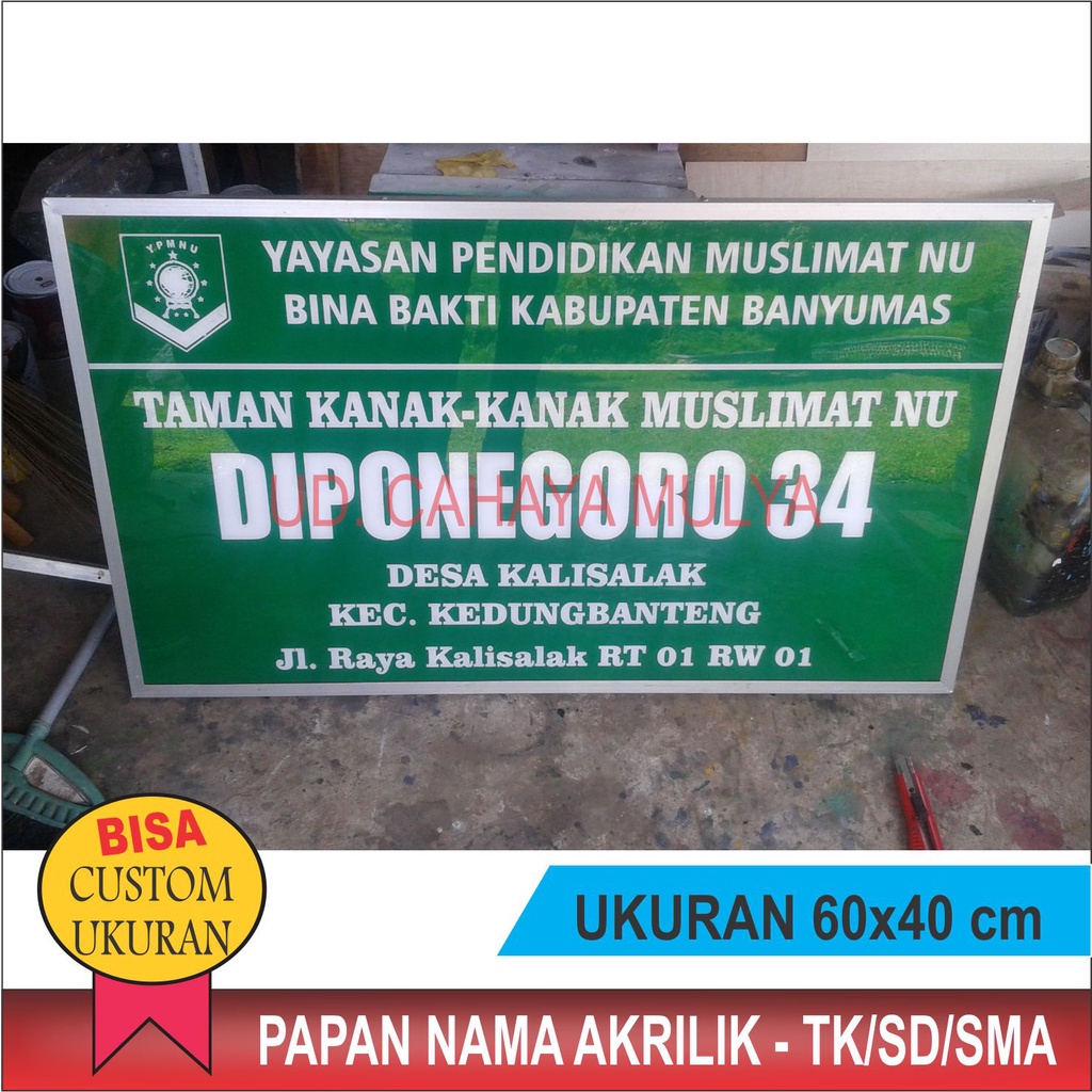 Plang Papan Nama Sekolah TK/SD/SMP/SMA/SMK/Kantor