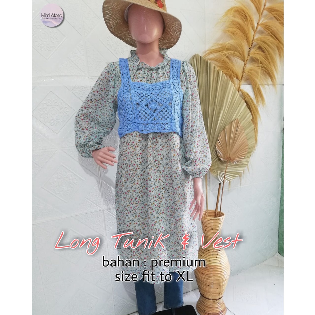 Long Tunik & Vest/ Tunik Flower/ Tunik Import