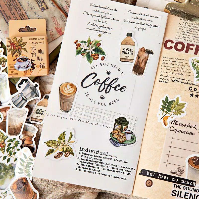 

45pcs stiker Journal/scrapbook/Dairy motif Coffea