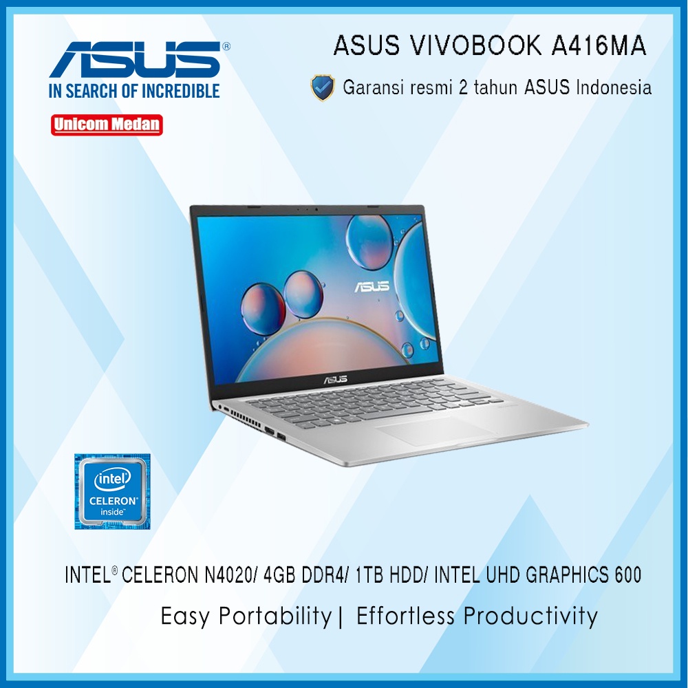 ASUS A416MA IPS INTEL N4020/ 4GB/ 1TB/ 14 inch/ Win10 + OHS / IPS FHD