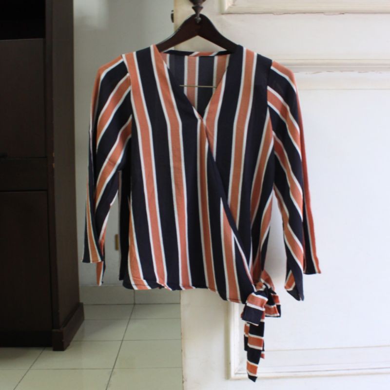 Baju Garis garis atasan wanita pita