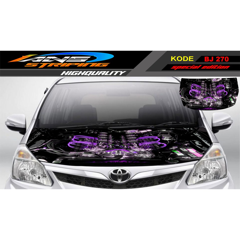 DECAL STICKER KAP MOBIL AVANZA, XENIA, BRIO, AGYA, JAZZ / STIKER KAP MESIN MOBIL