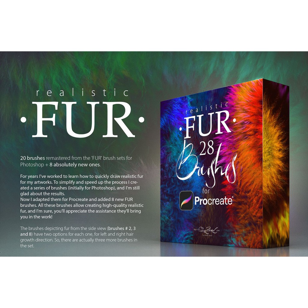 28 Realistic FUR Brushes - Procreate