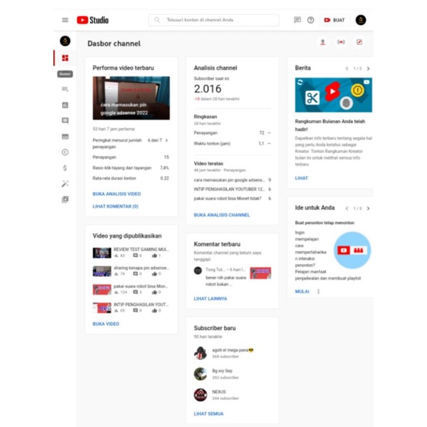 akun youtube - channel youtube 6.000+ subscribe