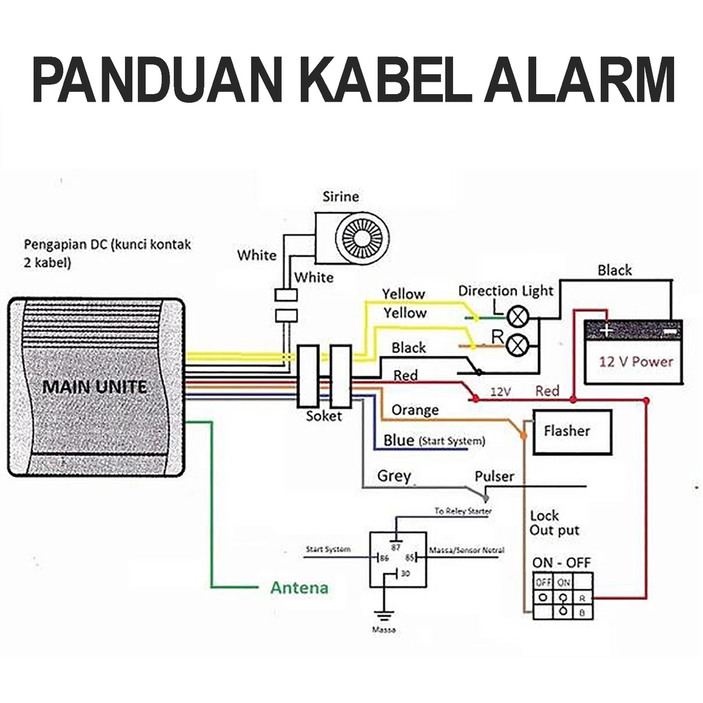 Alarm Motor Remote V12 Fitur Stater Remot - Alarm Motor Antimaling - Anti Rampas - Sensor Getar / Alarm Motor System V12 Remote Stater Jarak Jauh Universal