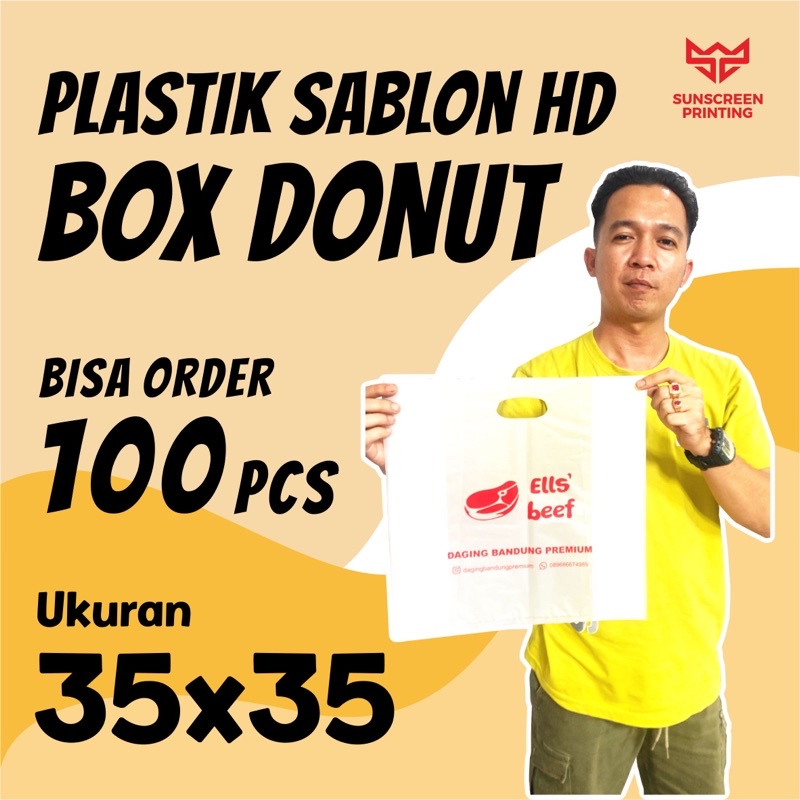 Plastik donat sablon custom HD 35x35 free desain