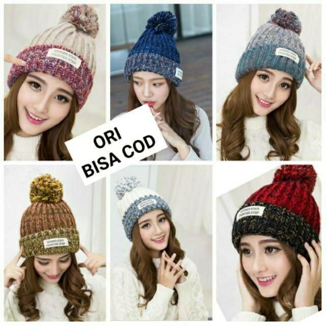 TOPI KUPLUK RAJUT WANITA CEWEK KOREA POM POM WOL MUSIM TOPI KUPLUK RAJUT WANITA CEWEK KOREA POM POM WOL MUSIM