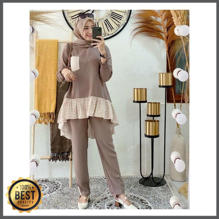 BAJU + CELANA RAZETA SET WANITA MUSLIM JUMBO XL L M S | MOSCREPE |  SETELAN POLOS TERBARU REMAJA