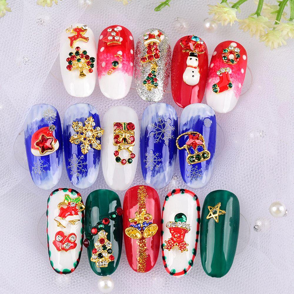 Mxbeauty Glitter Berlian Imitasi Bentuk Santa Claus / Snowman / Pohon Natal 3D Untuk Dekorasi Nail Art DIY