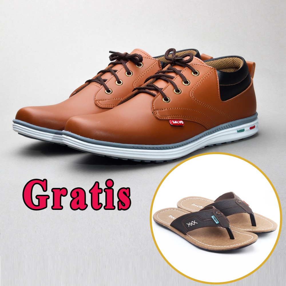 Salvo Sepatu kasual RK01 tan free ZR coklat  Shopee Indonesia