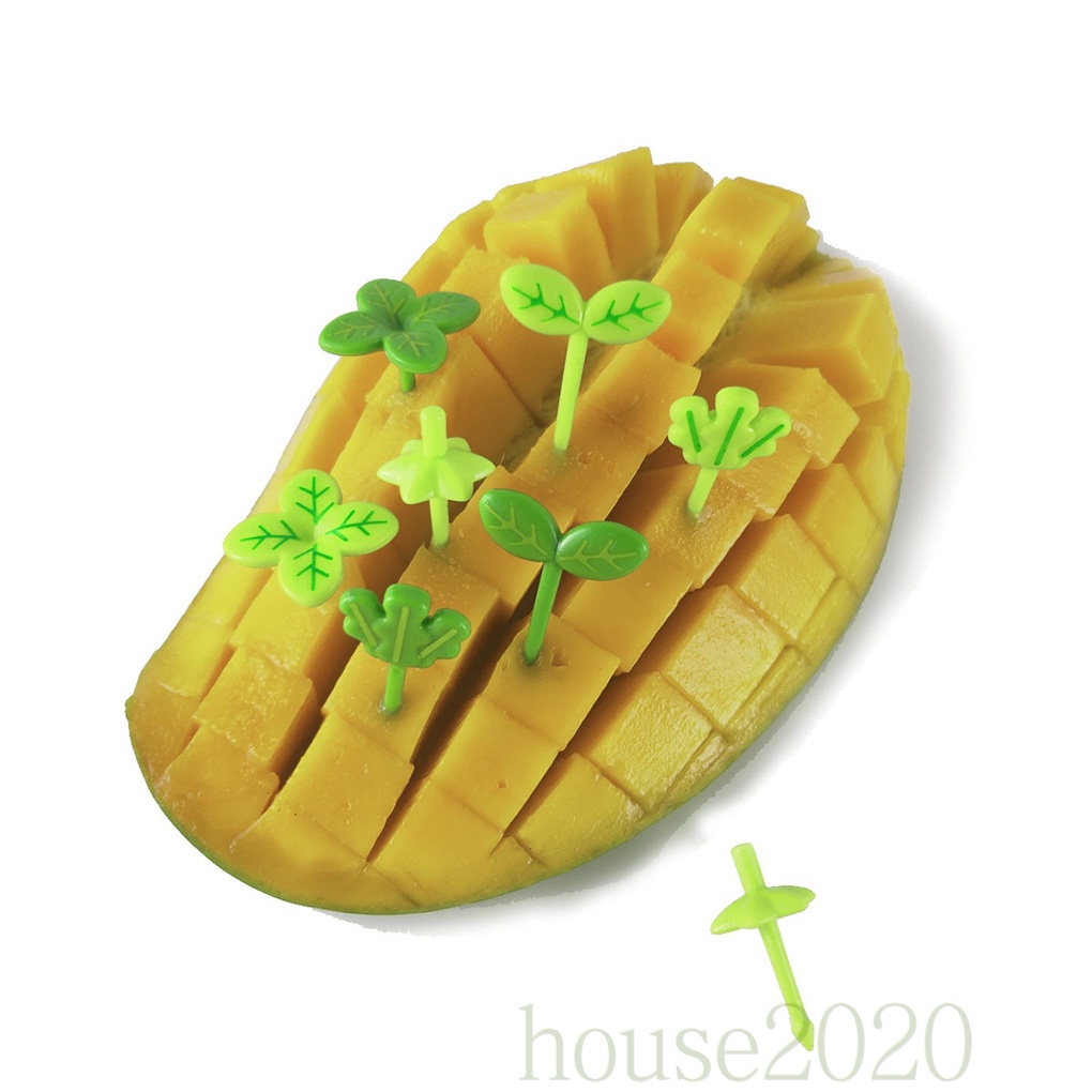 [house2020]8pcs Fruit Fork Children Toothpick Food Prod Leaves Plastic Decoration Lunch Box Accessory