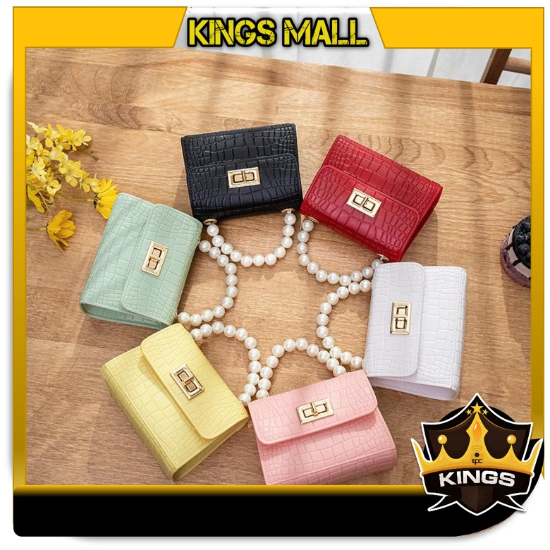 KINGS - T5047  Tas Selempang Wanita / Tas Jelly Motif Kulit Buaya Mutiara Gaya Korea / Handbag