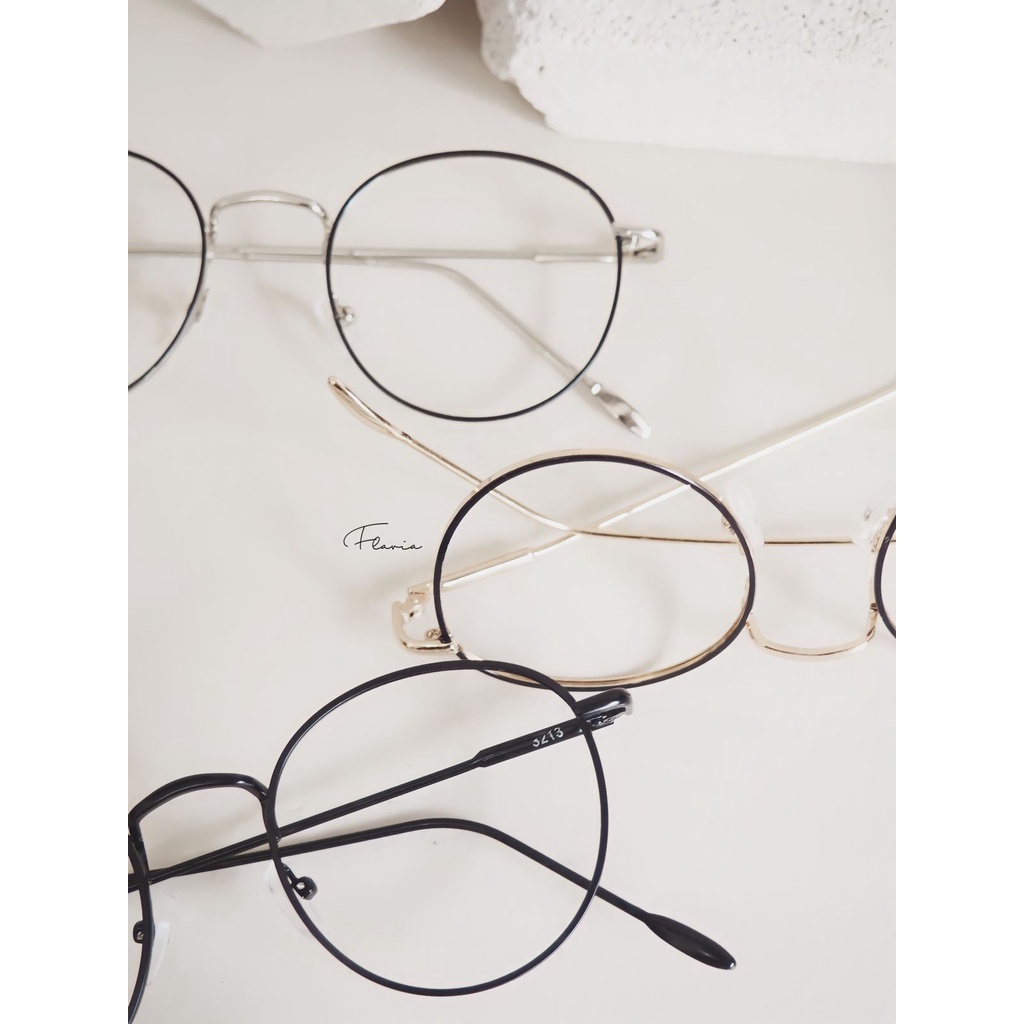 Flavia Eyewear - Kacamata Ursula Round Steel (custom minus, photochromic, blueray, bluechromic dan photobrown)