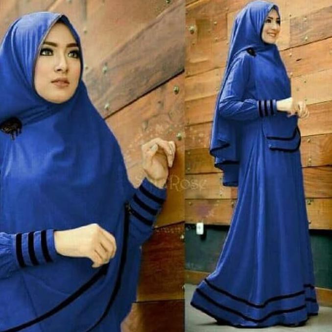 promo gamis syari terbaru baju muslim wanita biru elektrik terbaru