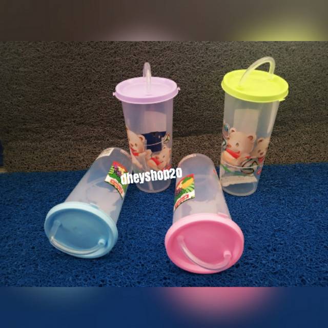 BOTOL MINUM TUTUP + SEDOTAN / GLASS CUP LIONSTAR 370ml