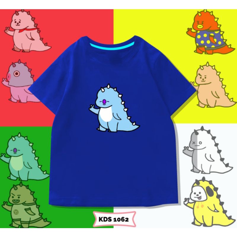 KAOS ANAK BT21 DINO UNISEX PEREMPUAN&amp;LAKI-LAKI/KAOS ANAK BTS DINO COTTON 24S