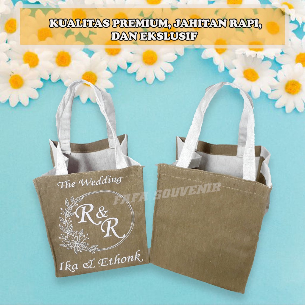 

Tas Souvenir Wedding Kanvas Mewah/ Goodie Bag Kanvas Tebal
