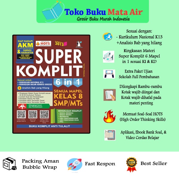 

ORIGINAL BEST SELLER MASTER SUPER KOMPLIT 6IN1 SEMUA MAPEL KELAS 8 SMP/MTs - EDU PENGUIN