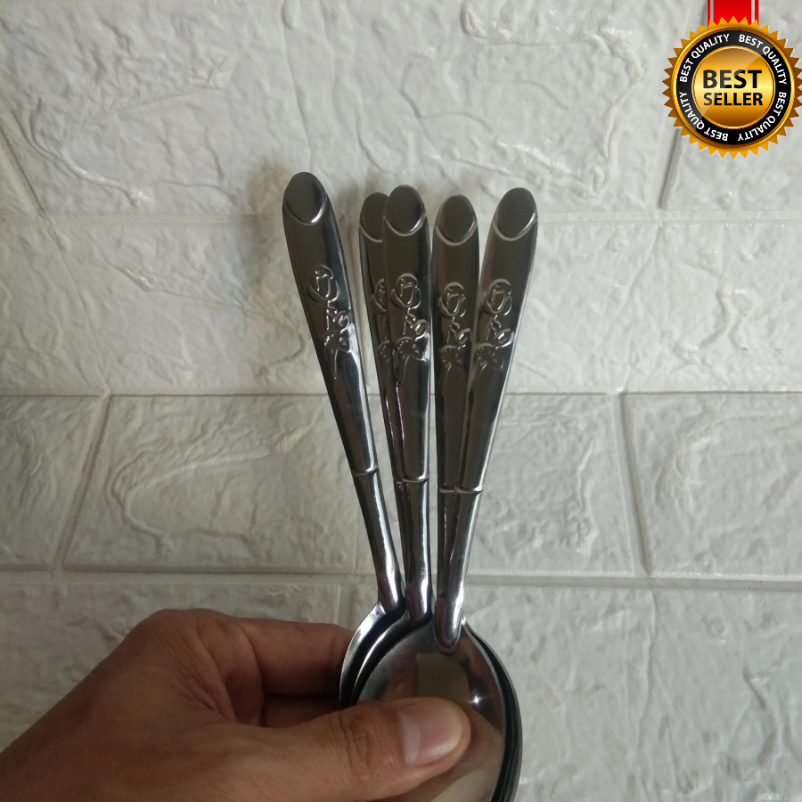 Sendok Makan Motif Bunga Stainless Tebal / sendok mawar stainless steel