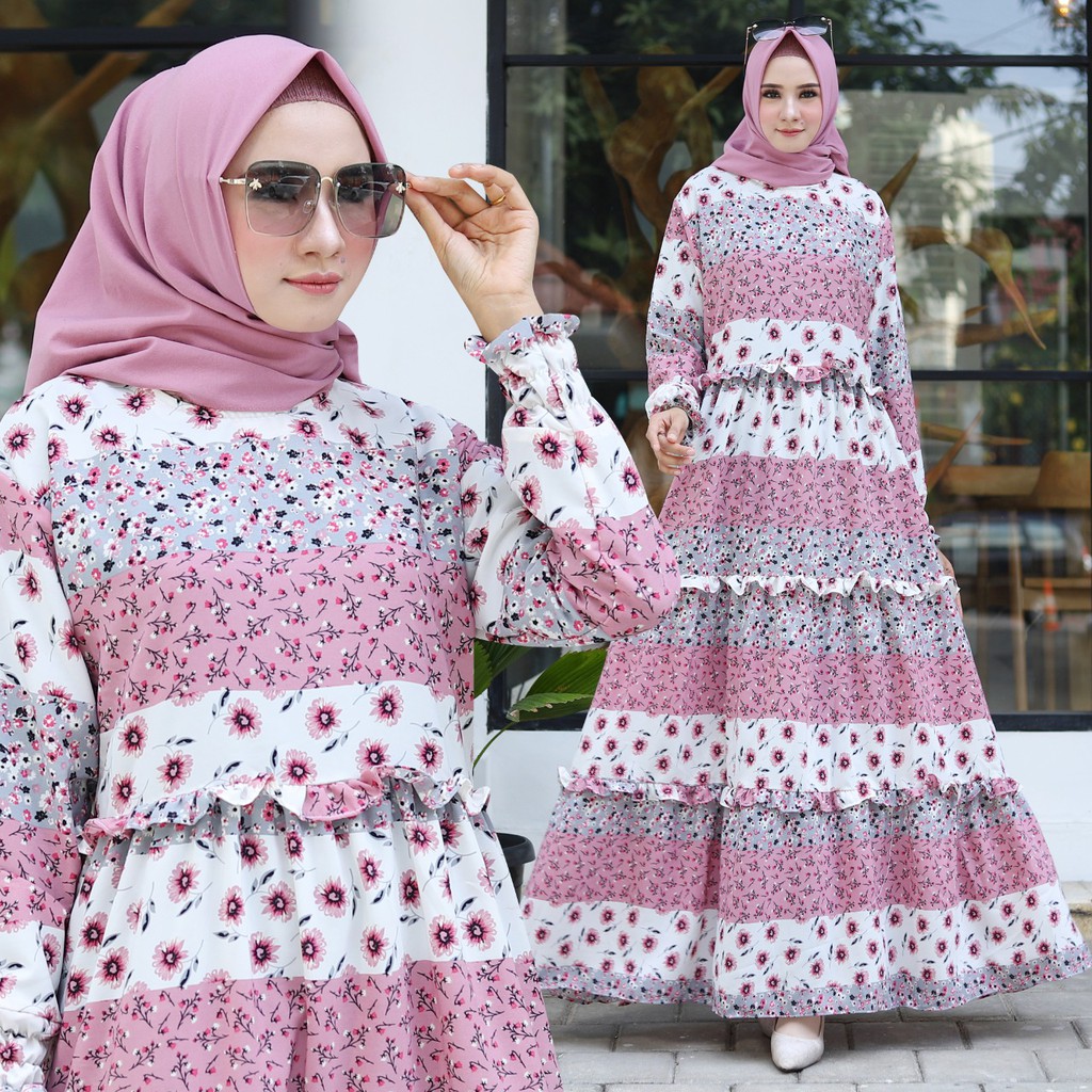 HOPYLOVY - Maxi Dress Wanita Motif Bunga Rinda