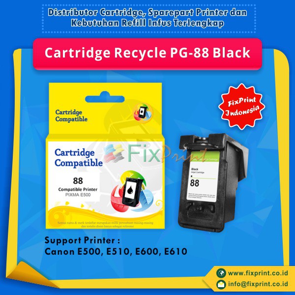 Cartridge Tinta Recycle Canon PG-88 PG88 Black