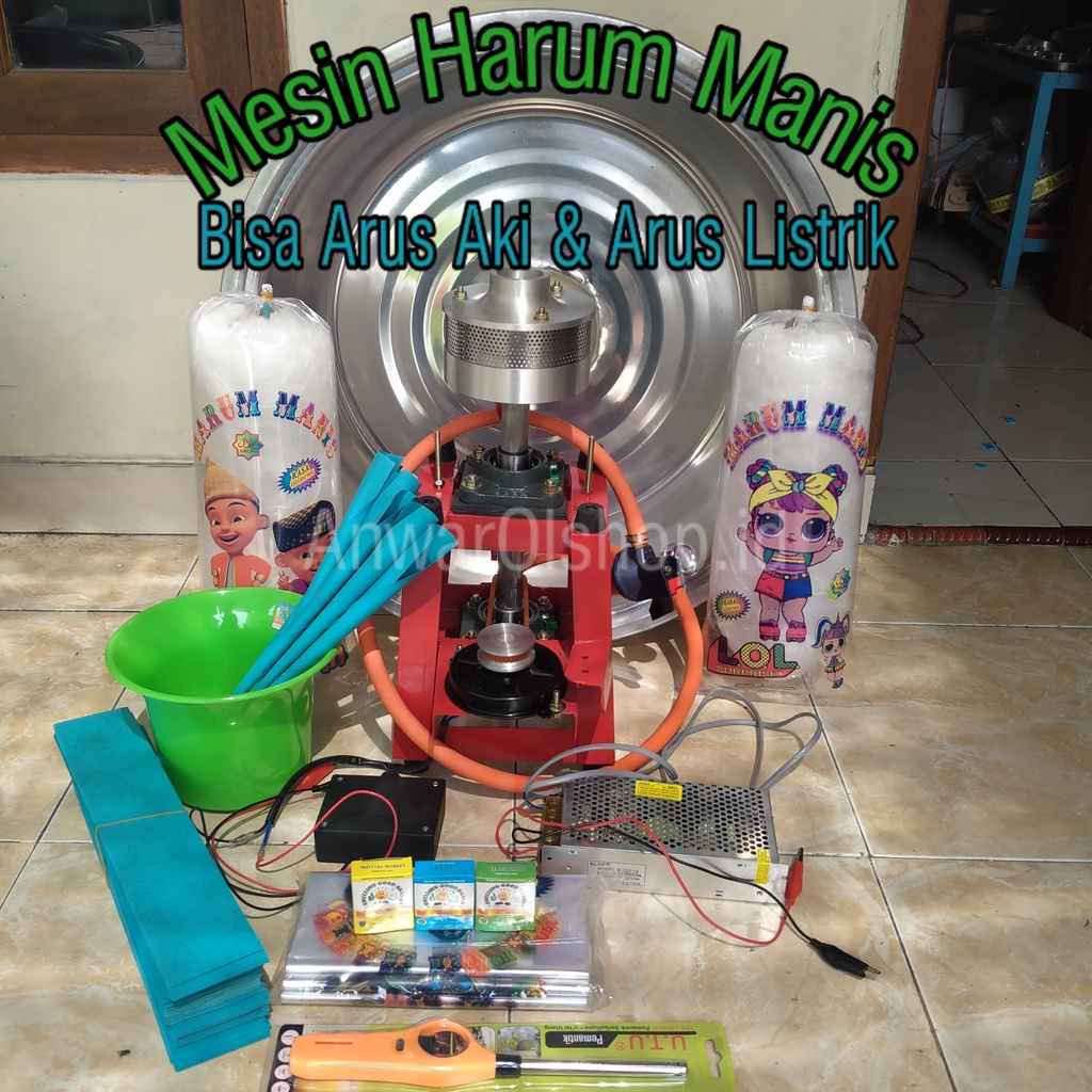 (COD) Mesin Harum Manis Besar Full Set / Bisa Arus Aki & Arus Listrik /Mesin Cotton Candy Multifungs