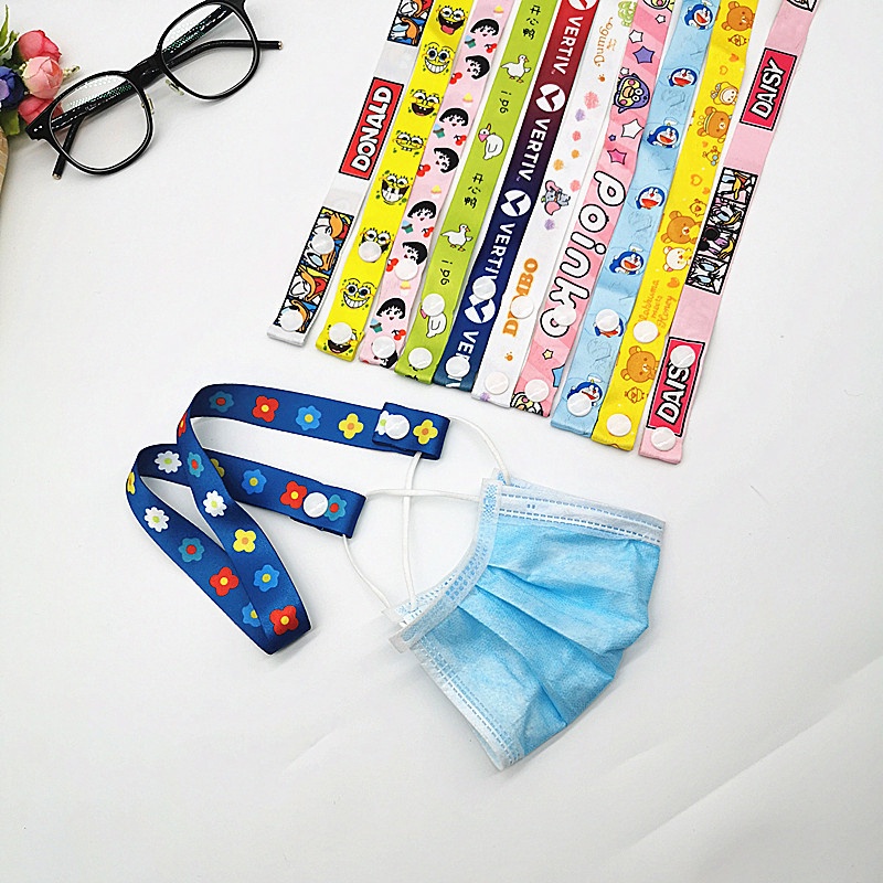 Adjustable Masker Pemegang Anak Kartun Daisy Pola Topeng Lanyard Anak Anti-Hilang Kartun Lanyard Tali Gesper