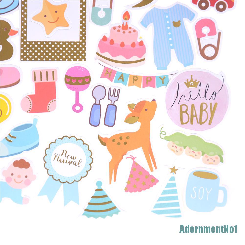 (AdornmentNo1) 73pcs / Set Stiker Die Cut Motif Bayi + Tulisan Happy Planner Untuk Scrapbook / Kartu