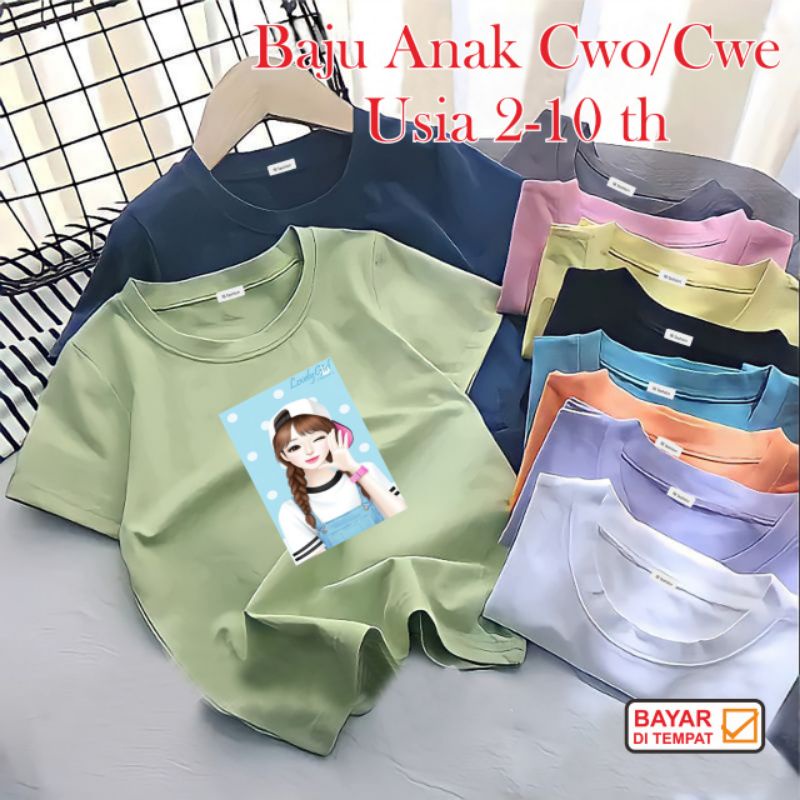 Kaos Anak Cewek Unisex Atasan Anak Perempuan Gambar Cewek Cute Baju Anak Murah