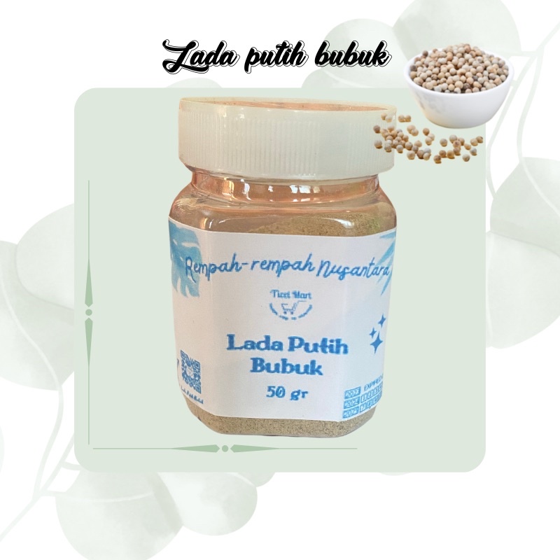 50gr | Botol Lada putih bubuk | white pepper powder | Rempah herbal asli bumbu dapur masakan indonesia