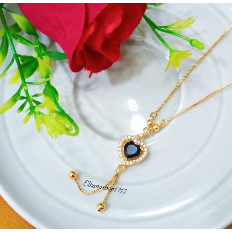 KALUNG LOVE PERMATA BLACK MOISSANITE LAPIS EMAS18K ANTI KARAT