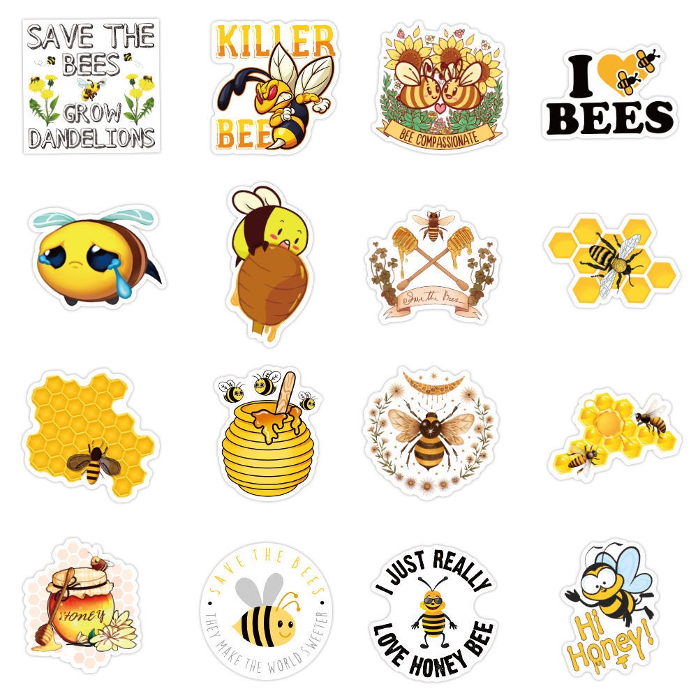 50 bee stiker lucu kartun anak hadiah garis ekspresi stiker notebook dekoratif Jurnal stiker koper s