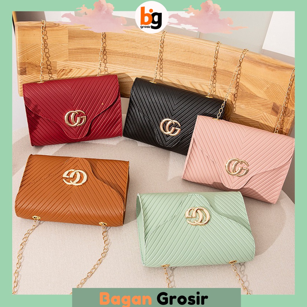 Tas Cg Garis Garis Tas Selempang Wanita Ala Korea Model Kekinian  Fashion Import Tali Rantai T136