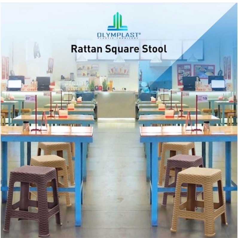 Olymplast Kursi Bakso plastik Motif rotan sintetis Rattan Square Chair  Olimplast Kursi baso plastik