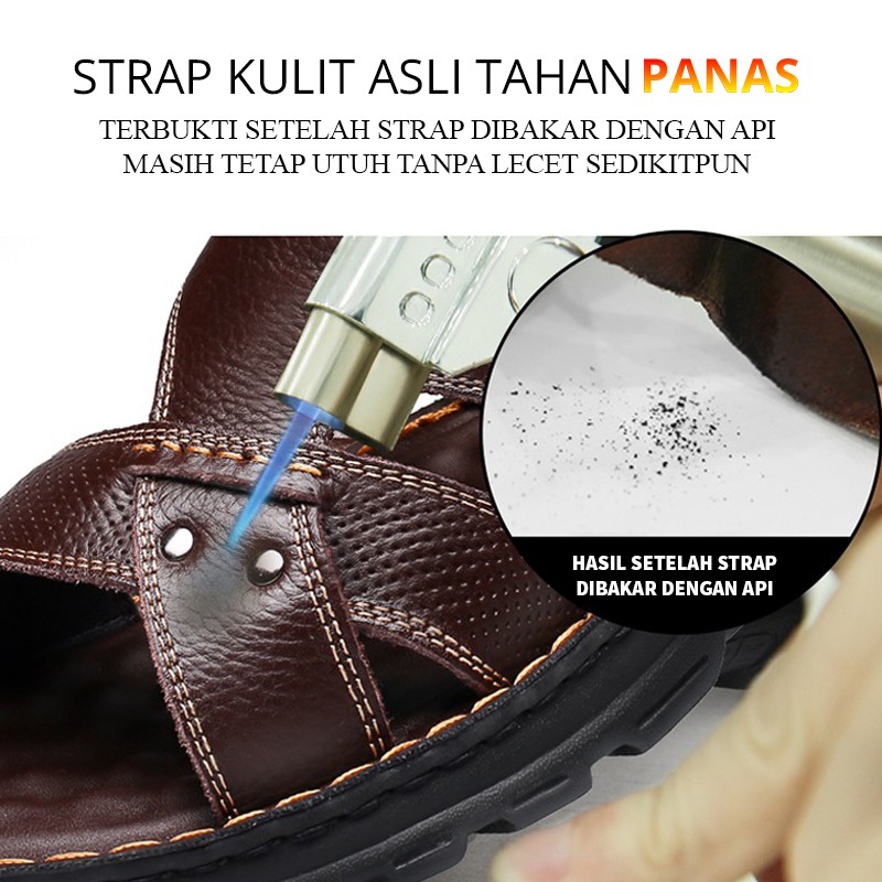 Sandal Gunung Cowok Sandal Trep Dan Nyaman Dipakai Bahan Kulit Asli Awet Tahan Lama Sandal Casual Formal