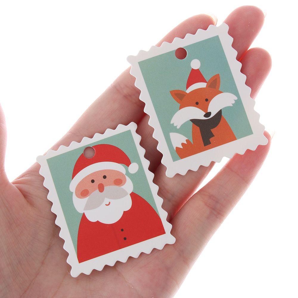 Solighter 100PCS Label Natal DIY Xmas Dekorasi Kertas Kartu Pembungkus Kado