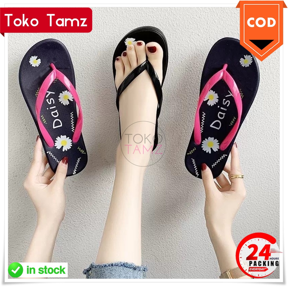 COD MAKASSAR Sandal Jepit Tali Motif Bunga Matahari Sunflower Daisy Fashion Shopee Online Shop Toko 