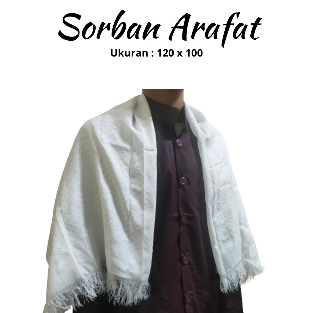 Sorban Arafat Putih Polos - Sorban Kain Arab - Grosir Haji - Sorban Tenun Murah