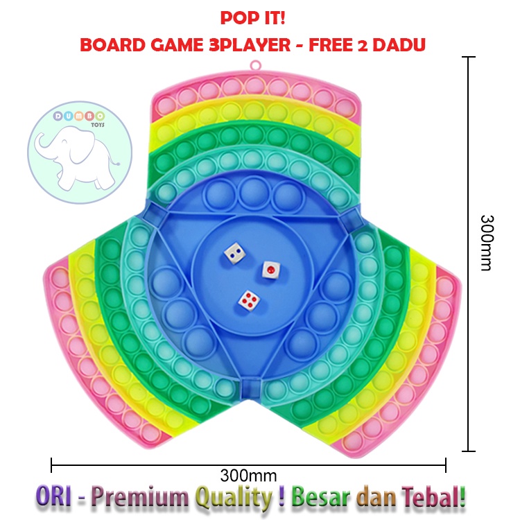 Pop It Board Game Persegi Panjang Battle Free Dadu Rainbow Jumbo-BoardGame 3Player